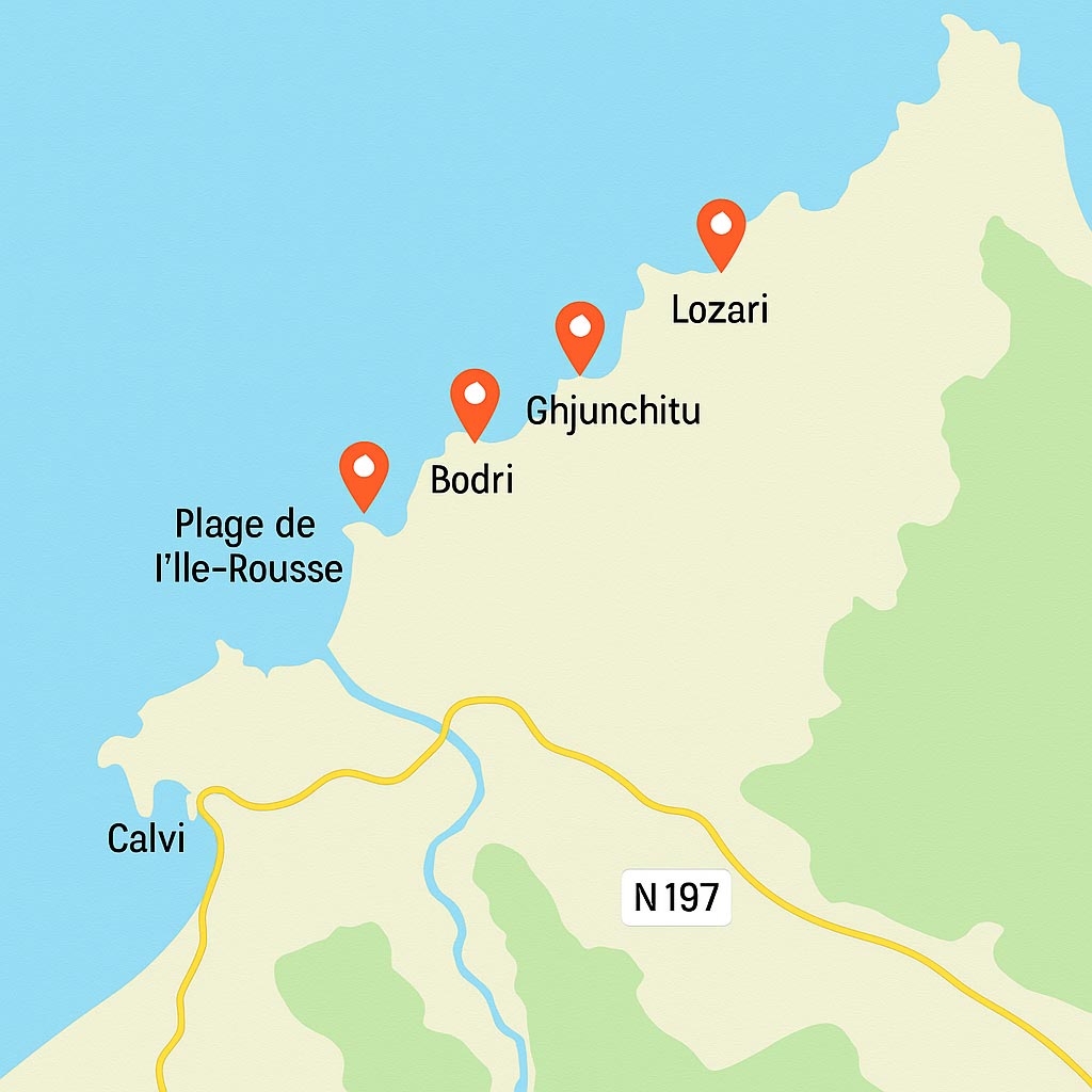 Carte plage de l'Île Rousse