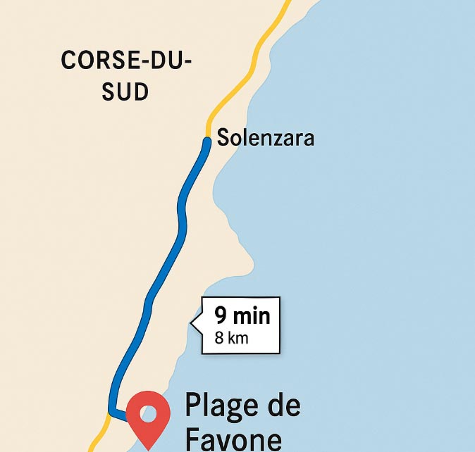 Localisation plage Favone