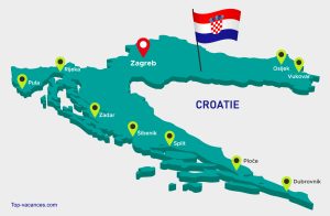 Carte des villes principales de la Croatie