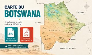 Carte du Botswana HD à télécharger : villes et repères géographiques