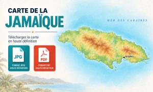 Carte de la Jamaïque HD à télécharger : paroisses, villes et littoral